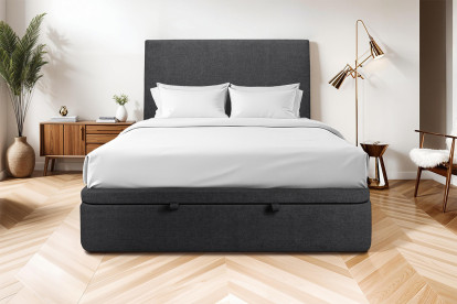 Sommier Coffre 180x200 cm - Toile nattée  - Noir