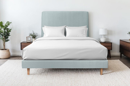 Sommier Tapissier 140x200 cm - H29 cm - Velours - Gris bleuté