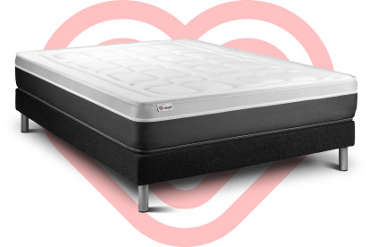 Ensemble Matelas Sommier 140x200 cm - Sommier Noir (en kit) - Vital Soft