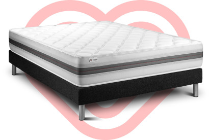 Ensemble Matelas Sommier 160x200 cm - Sommier Noir (en kit) - Vitalmemo Back