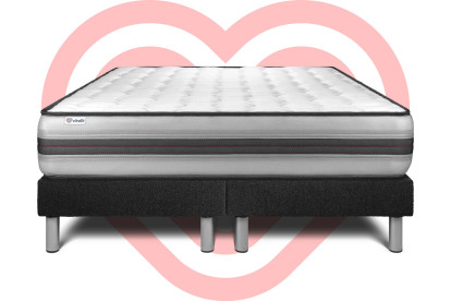 Ensemble Matelas Sommier 160x200 cm - 2 Sommiers Noir - Vitalpower Recover