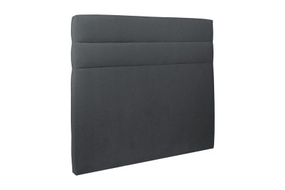 Lit 150x190 cm - Sommier tapissier H35 cm + tête de lit à lignes - Tissu Velours Gris Anthracite