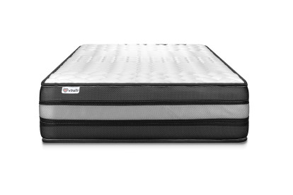 Ensemble Matelas Sommier 90x190 cm - Sommier Gris (en kit) - Vital Power Zen