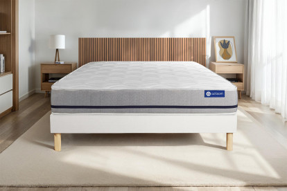Ensemble Matelas Sommier 90x190 cm - Sommier Blanc (en kit) - Actilatex Soft