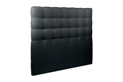 Lit 150x200 cm - Sommier tapissier H29 cm + tête de lit capitonnée - Tissu Bouclette Noir