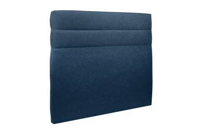Lit 140x190 cm - Sommier tapissier H35 cm + tête de lit à lignes - Tissu Toile natté Bleu Océan