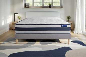 Ensemble Matelas Sommier 140x210 cm - Sommier Gris (en kit) - Actimemo Ergo