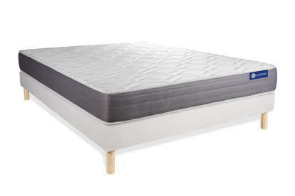 Ensemble Matelas Sommier 140x190 cm - Sommier Blanc (en kit) - Actilatex Dream