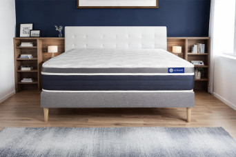 Ensemble Matelas Sommier 140x190 cm - Sommier Gris (en kit) - Actiflex Confort