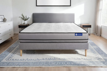 Ensemble Matelas Sommier 140x190 cm - Sommier Gris (en kit) - Actiflex Night
