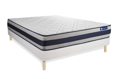 Ensemble Matelas Sommier 120x190 cm - Sommier Blanc (en kit) - Actilatex Ergo