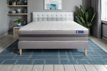Ensemble Matelas Sommier 140x190 cm - Sommier Gris (en kit) - Actiflex Relax