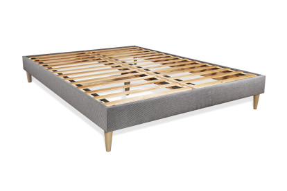 Pack lit complet 200x200 cm - Matelas + Sommier Gris (en kit) + 2 oreillers + Couette - Vingt-Six PLUS