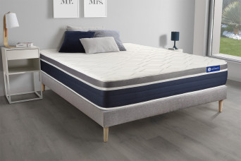 Ensemble Matelas Sommier 120x200 cm - Sommier Gris (en kit) - Actilatex Confort