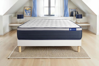Ensemble Matelas Sommier 140x190 cm - Sommier Blanc (en kit) - Actilatex Max
