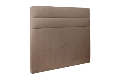 Lit 140x190 cm - Sommier à lattes H29 cm + tête de lit à lignes - Tissu Velours Taupe