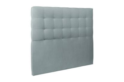Lit 140x200 cm - Sommier à lattes H29 cm + tête de lit capitonnée - Tissu Velours Gris Bleuté