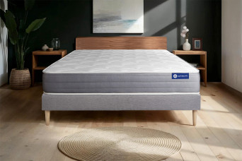 Ensemble Matelas Sommier 120x200 cm - Sommier Gris (en kit) - Actiflex Dream