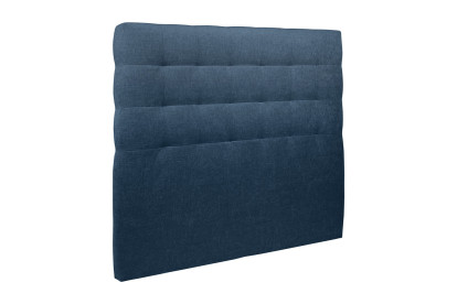 Lit coffre 140x190 cm avec Tête de lit capitonnée - Tissu Toile natté Bleu Océan
