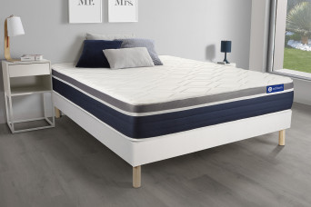 Ensemble Matelas Sommier 120x200 cm - Sommier Blanc (en kit) - Actilatex Confort