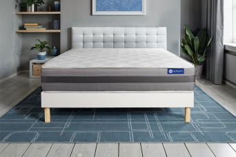 Ensemble Matelas Sommier 120x200 cm - Sommier Blanc (en kit) - Actimemo Relax