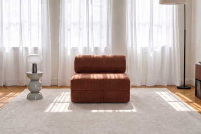 Fauteuil convertible et modulable - Velours côtelé Terracotta