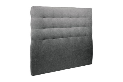 Lit 200x200 cm - Sommier à lattes H29 cm + tête de lit capitonnée - Tissu Toile natté Gris Anthracite