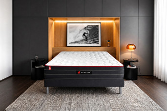 Ensemble Matelas Sommier 140x200 cm - Sommier Noir (déjà monté) - Boost