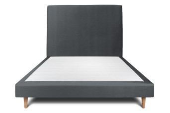 Lit 150x200 cm - Sommier tapissier H29 cm + tête de lit tapissée - Tissu Velours Gris Anthracite