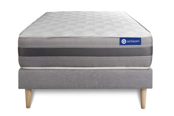 Ensemble Matelas Sommier 90x200 cm - Sommier Gris (en kit) - Actiflex Relax