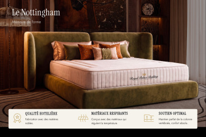 Ensemble Matelas Sommier 130x210 cm - Sommier Noir (en kit) - Nottingham