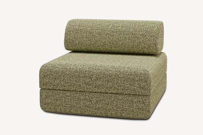 Fauteuil convertible et modulable, mousse écologique et assise ferme - Tissu tweed Vert