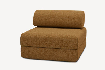 Fauteuil convertible et modulable, mousse écologique et assise ferme - Tissu tweed Jaune