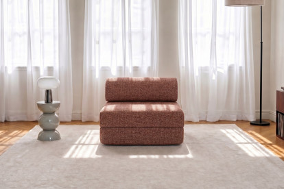 Fauteuil convertible et modulable, mousse écologique et assise ferme - Tissu tweed Rouge