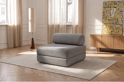 Fauteuil convertible et modulable, mousse écologique et assise ferme - Tissu tweed Gris