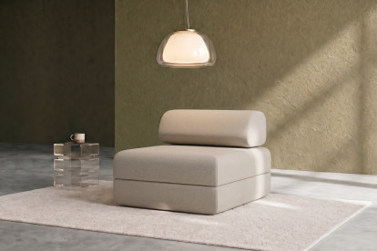 Fauteuil convertible et modulable, mousse écologique et assise ferme - Tissu lisse Beige