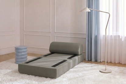 Fauteuil convertible et modulable, mousse écologique et assise ferme - Tissu lisse Taupe