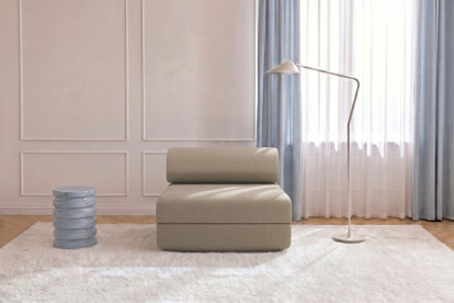 Fauteuil convertible et modulable, mousse écologique et assise ferme - Tissu lisse Marron