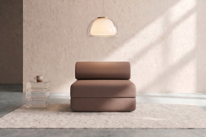 Fauteuil convertible et modulable, mousse écologique et assise ferme - Tissu lisse Terracotta