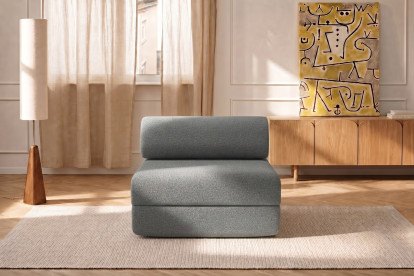 Fauteuil convertible et modulable, mousse écologique et assise ferme - Tissu lisse Gris