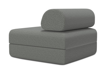 Fauteuil convertible et modulable, mousse écologique et assise ferme - Tissu lisse Gris