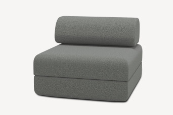 Fauteuil convertible et modulable, mousse écologique et assise ferme - Tissu lisse Gris