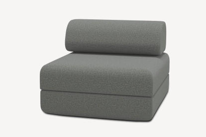 Fauteuil convertible et modulable, mousse écologique et assise ferme - Tissu lisse Gris