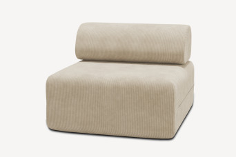 Fauteuil non convertible et modulable - Velours côtelé Beige
