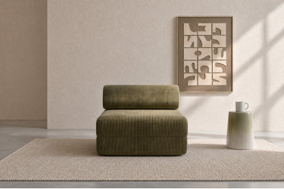 Fauteuil convertible et modulable, mousse écologique et assise ferme - Velours côtelé Vert