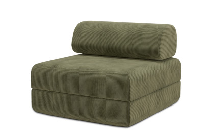 Fauteuil convertible et modulable, mousse écologique et assise ferme - Velours côtelé Vert