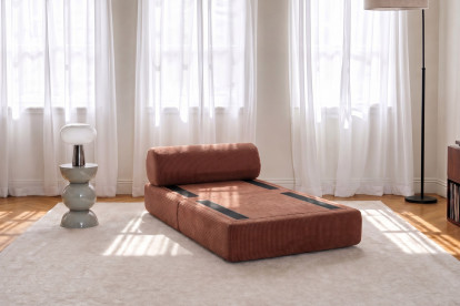 Fauteuil convertible et modulable, mousse écologique et assise ferme - Velours côtelé Terracotta
