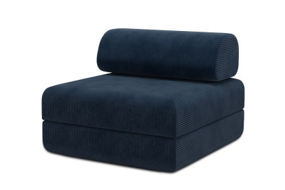Fauteuil convertible et modulable, mousse écologique et assise ferme - Velours côtelé Bleu