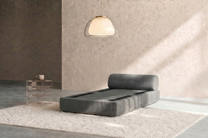 Fauteuil convertible et modulable, mousse écologique et assise ferme - Velours côtelé Gris