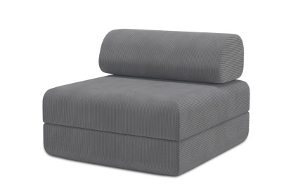 Fauteuil convertible et modulable, mousse écologique et assise ferme - Velours côtelé Gris
